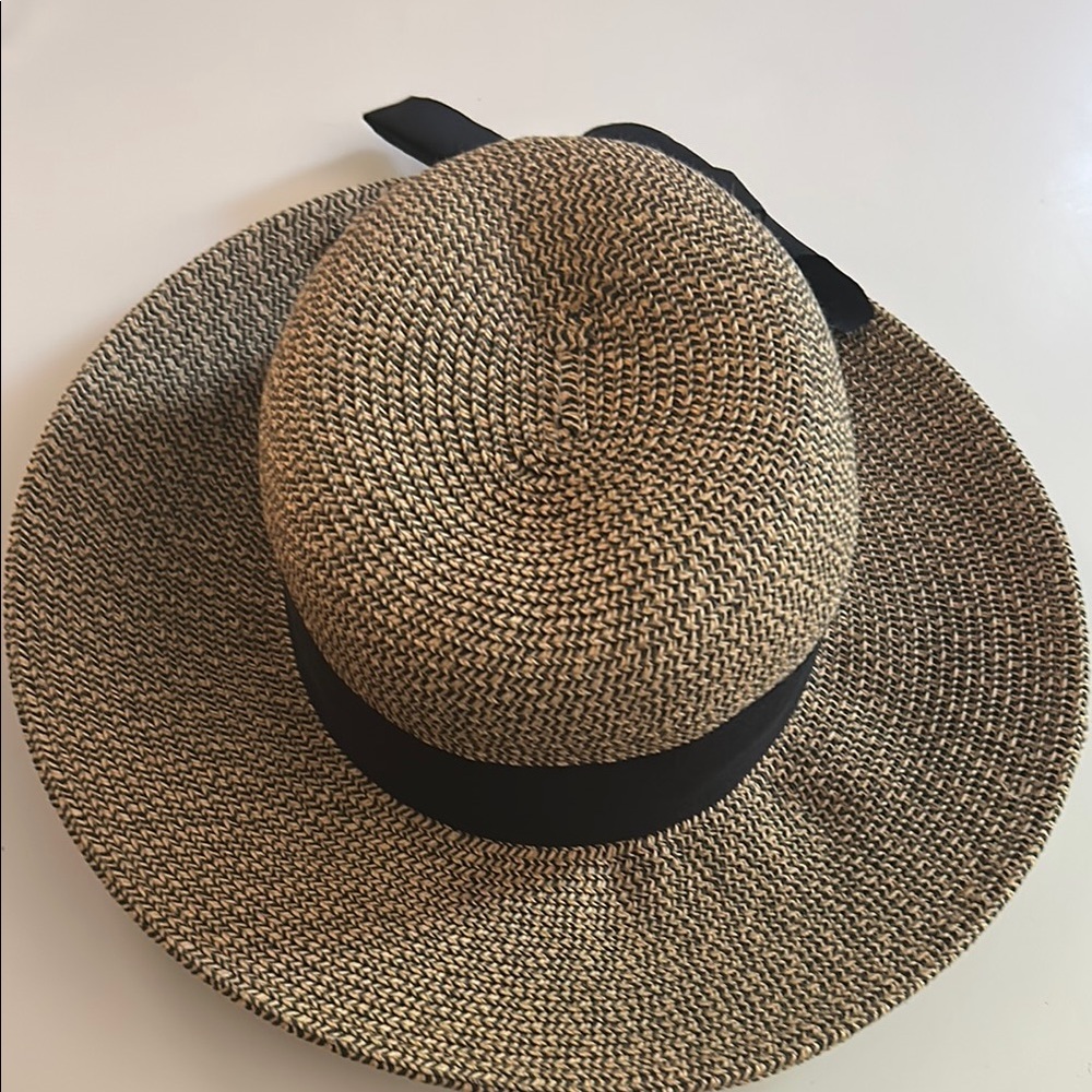 Scala Black and Tan Wide-Brim Hat